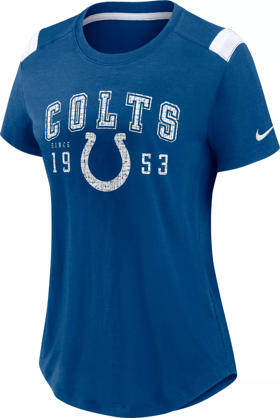 Nike Indianapolis Colts T-Shirt Women's Small Blue Heather Short Sleeve Logo NFL